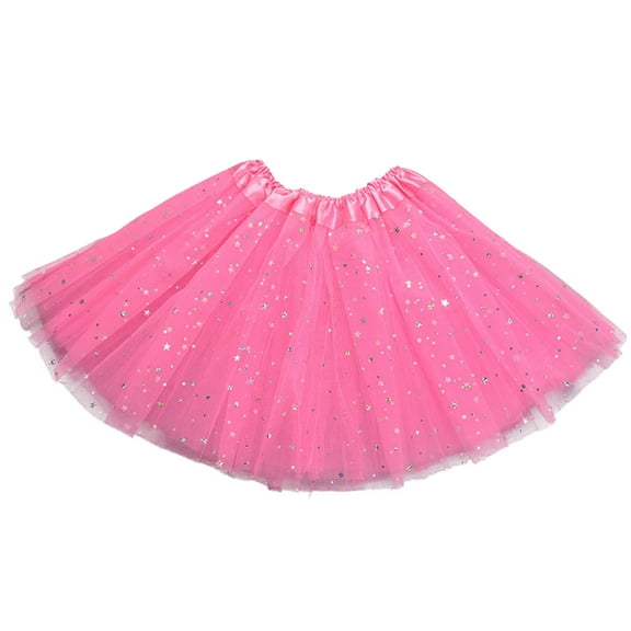 Lovskoo Womens Pleated Tulle Petticoat Tutu Puffy Skirt Gauze Short Star Sequin Skirt Adult Gauze Short Skirt Adult Teen‘S 1950S Vintage Dance Skirts Pink