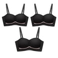 thumbnail image 1 of Lovskoo Womens Plus Bra Seamless Pack 4PC Comfortable Wireless Bra Full Figure Bra Push Up Bra Nude Unlined Bra Black*3, 1 of 8