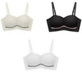 thumbnail image 1 of Lovskoo Womens Plus Bra Seamless Pack 4PC Comfortable Wireless Bra Full Figure Bra Push Up Bra Nude Unlined Bra Black,Beige,White, 1 of 7