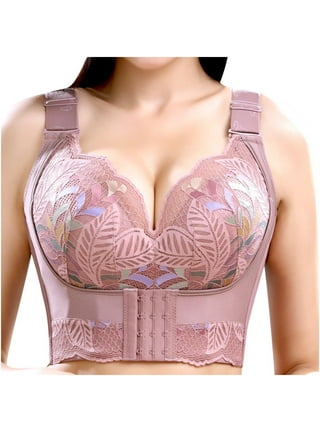 Lovskoo Womens Plus Bra Wireless Bra Full Figure Bra Push Up Bra Bras for  Sagging Breasts Molded Cup Thin No Sponge Breathable Pink
