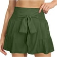 thumbnail image 1 of Lovskoo Womens Summer 2024 Casual Shorts High Waisted Tie Knot Front Ruffle Hem Wide Leg Flowy Shorts for Women Trendy Olive Green S, 1 of 7