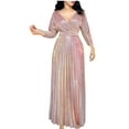 thumbnail image 1 of Lovskoo Womens Wrap Midi Dresses Long Sleeve V Neck High Waist Pleated A-Line Dress 2025 Trendy Pink, 1 of 7