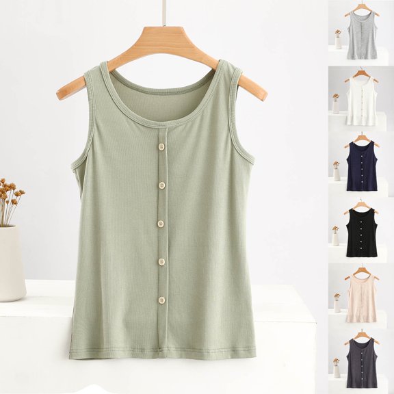 Lovskoo Womens Summer Spaghetti Strap Tank Tops Casual Camisole Blouses Sleeveless Loose Cami Basic Tank Shirt Green