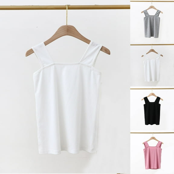 Lovskoo Womens Summer Spaghetti Strap Tank Tops Casual Camisole Blouses Sleeveless Loose Cami Basic Tank Shirt White