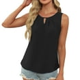 thumbnail image 1 of Lovskoo Womens Summer Tank Top Sleeveless V Neck Keyhole Business Casual Outfits 2024 Basic Loose Dressy Linen Work Shirt Black, 1 of 5