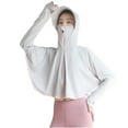 thumbnail image 1 of Lovskoo Womens Summer UPF 50+ Sun Protection Jacket Lightweight Zip Up Outdoor Running Hiking Thumb Holes Long Sleeve Hoodie with Face Mask Gray, 1 of 3