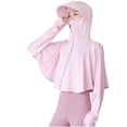 thumbnail image 1 of Lovskoo Womens Summer UPF 50+ Sun Protection Jacket Lightweight Zip Up Outdoor Running Hiking Thumb Holes Long Sleeve Hoodie with Face Mask Pink, 1 of 3
