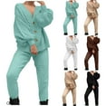 thumbnail image 1 of Lovskoo Womens Two Piece Outfits Knit Sweater Sets Oversized Button Down Cardigan and Long Pants Matching Lounge Set Green, 1 of 8