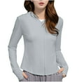 thumbnail image 1 of Lovskoo Womens UPF 50 Hoodie Sun Protection Uv Shirts Cooling Full Zip Long Sleeve Hiking Running Thumb Holes Tops with Face Mask Gray, 1 of 4