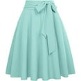 thumbnail image 1 of Lovskoo Womens Vintage High Waist A-Line Skater Skirt Bow Tie Flared Midi Skirt with Pockets Green 2XL, 1 of 5