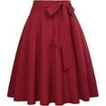 thumbnail image 1 of Lovskoo Womens Vintage High Waist A-Line Skater Skirt Bow Tie Flared Midi Skirt with Pockets Red 2XL, 1 of 6
