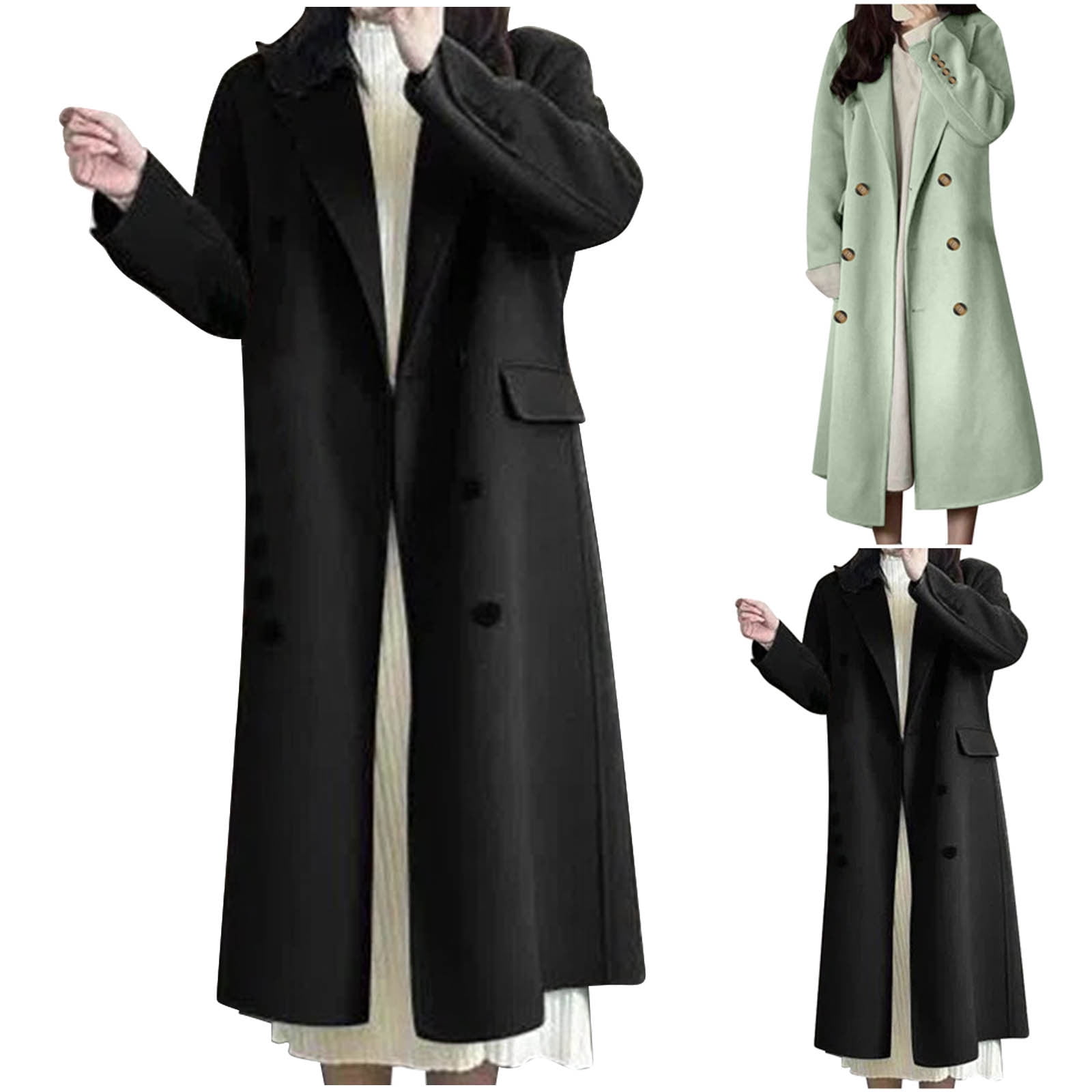 Lovskoo Womens Winter Coats Double Breasted Pea Coat Turn Down