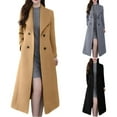 thumbnail image 1 of Lovskoo Womens Winter Coats Double Breasted Pea Coat Turn Down Collar Long Sleeve Casual Coat Cardigan Trench Coat Overcoat Gray, 1 of 8