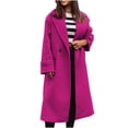 thumbnail image 1 of Lovskoo Womens Winter Coats Elegant Pea Coat Notched Lapel Collar Double Breasted Long Sleeve Wool Blend Overcoat Hot Pink, 1 of 8