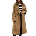 thumbnail image 1 of Lovskoo Womens Winter Coats Elegant Pea Coat Notched Lapel Collar Double Breasted Long Sleeve Wool Blend Overcoat Khaki, 1 of 9