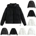 thumbnail image 1 of Lovskoo Womens Winter Coats Hooded Quilted Jacket Fall Casual Comfortable Long Sleeve Zipper Pocket Drawstring Parkas Cotton Padded Outerwear Black, 1 of 8
