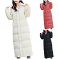 thumbnail image 1 of Lovskoo Womens Winter Coats Hooded Quilted Jacket Long Sleeve Long Cotton Padded Coat Red, 1 of 4