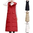thumbnail image 1 of Lovskoo Womens Winter Coats Hooded Quilted Puffer Vest Pocket Long Jacket Sleeveless Cotton Padded Waistcoat White, 1 of 8