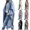 thumbnail image 1 of Lovskoo Womens Winter Coats One Button Pea Coat Turn Down Collar Long Sleeve Casual Coat Cardigan Trench Coat Overcoat White, 1 of 8