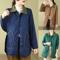 thumbnail image 1 of Lovskoo Womens Winter Coats Quilted Jacket Comfortable Patchwork Button Pocket Solid Color Long Sleeve Turndown Collar Hoodless Casual Outwear Cotton Padded Outerwear Khaki, 1 of 5