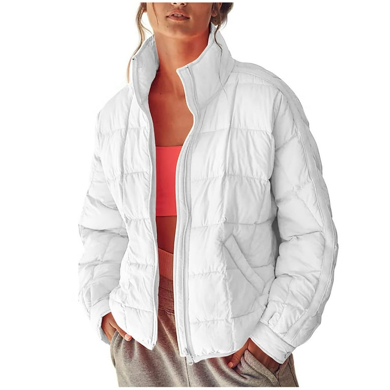 Ladies white quilted jacket best sale