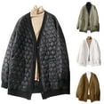 thumbnail image 1 of Lovskoo Womens Winter Coats Quilted Jacket Long Sleeve Solid V Neck Button Open Cardigan Outerwear Padded Coat White, 1 of 8