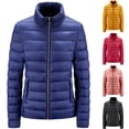 thumbnail image 1 of Lovskoo Womens Winter Coats Quilted Jacket Temperament Long Sleeve Versatile Lightweight Cotton Padded Jacket Stand Collar Jacket Black, 1 of 6