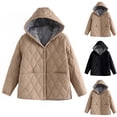 thumbnail image 1 of Lovskoo Womens Winter Coats Quilted Jacket Warm Pocket Turn Down Collar Long Sleeve Jacket Parkas Outerwear Cotton Padded Outerwear Khaki, 1 of 6