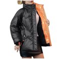 thumbnail image 1 of Lovskoo Womens Winter Coats Quilted Jacket Zipper Long Sleeve Hooded Cotton Padded Jacket Black, 1 of 6