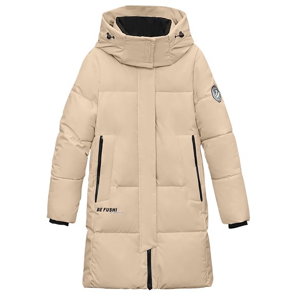 Lovskoo Womens Winter Coats Quilted Jacket Zipper Long Sleeve Hooded Cotton Padded Jacket Khaki