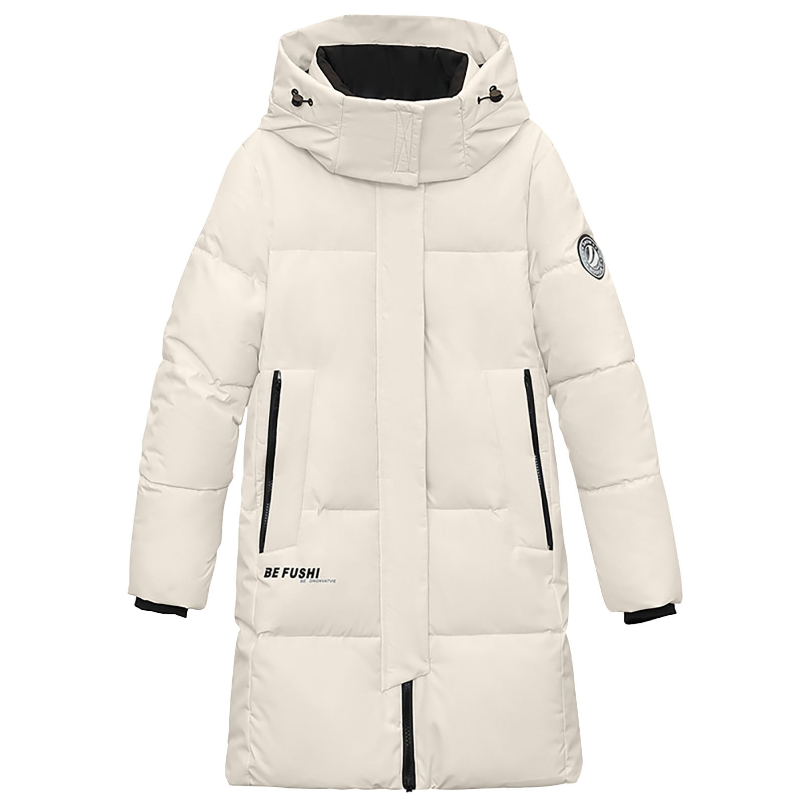 Lovskoo Womens Winter Coats Quilted Jacket Zipper Long Sleeve Hooded ...