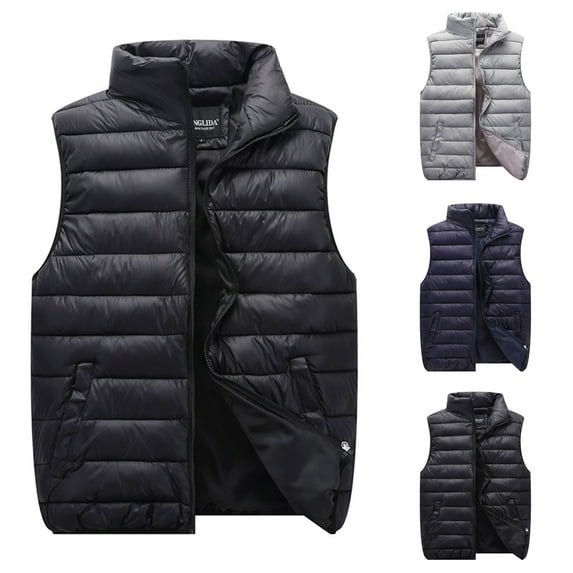 Lovskoo Womens Winter Coats Quilted Puffer Vest Sleeveless Waistcoat Loose Bright Color Stand Collar Cotton Padded Waistcoat Jacket Black