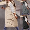thumbnail image 1 of Lovskoo Womens Winter Coats Quilted Puffer Vest Warm Pocket Hooded Coat Long Jacket Sleeveless Parkas Outerwear Cotton Padded Outerwear Khaki, 1 of 6