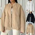 thumbnail image 1 of Lovskoo Womens Winter Coats Single Breasted Bomber Pea Coat Casual Plaid Coat Long Sleeve Overcoat Tops Outwear Trench Coat Khaki, 1 of 7