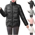 thumbnail image 1 of Lovskoo Womens Winter Coats Stand Collar Quilted Jacket Zipper Pocket Long Sleeve Cotton Padded Outerwear Pink, 1 of 4