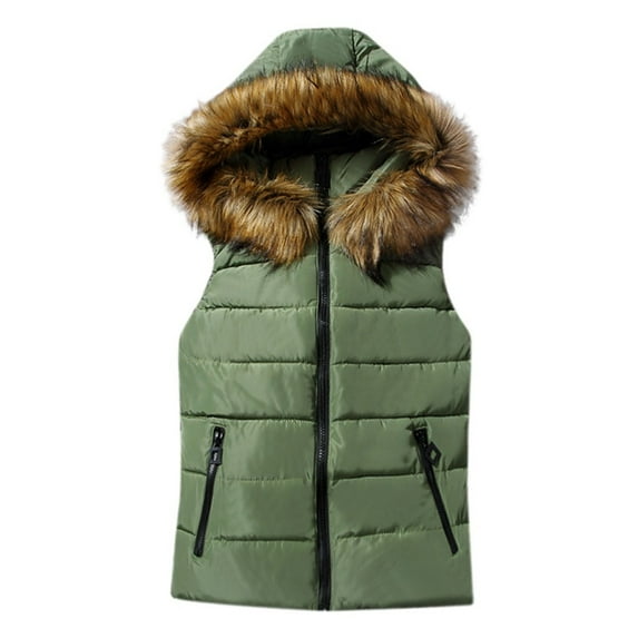 Lovskoo Womens Winter Quilted Vest Hood Sleeveless Zip Up Outerwear Warm Puffer Vest Lightweight Padded Gilet With Pockets Fall Winter Jackets Coats 2023 Olive Green
