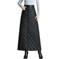 thumbnail image 1 of Lovskoo Womens Winter Warm Button Up Padded Quilted Midi Long Puffer Skirt with Pocket Black, 1 of 7