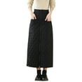 thumbnail image 1 of Lovskoo Womens Winter Warm Button Up Padded Quilted Midi Long Puffer Skirt with Pocket Black, 1 of 9