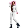 thumbnail image 1 of Lovskoo Womens Winter Warm Onesie Ski Suit Outdoor Sports Waterproof Snowsuit Faux Fur Collar Ski Jumpsuit Coat White M, 1 of 5