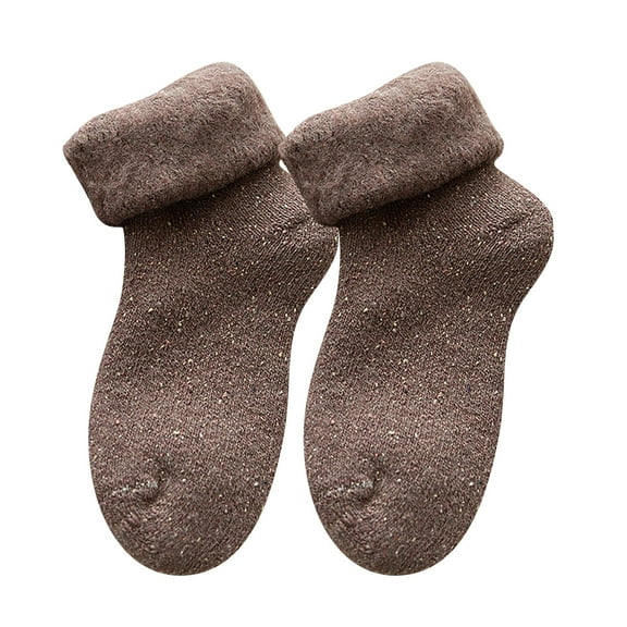 Lovskoo Womens Woolly Socks Fleece Fluffy Low Cut Unisex Fashion Solid Warm Thickening Middle Tube Socks Snow Socks Stockings Cute Novelty Crew Socks Brown