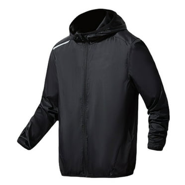 Lovskoo Womens and Mens Reflective Jacket Full Zip Sun Protection Hoodie Jacket Packable Upf 40+ Outdoor Hiking Shirts with Pockets for Unisex Black