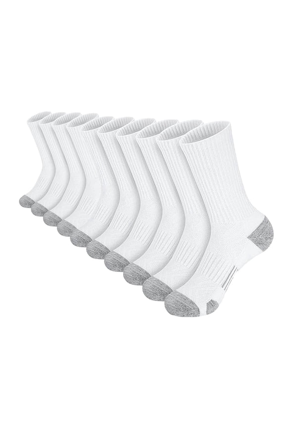 Men's 5-Pack Athletic Crew Socks, Running Sports Moisture Wicking Breathable Cushioned Socks for Jogging & Gym Workout