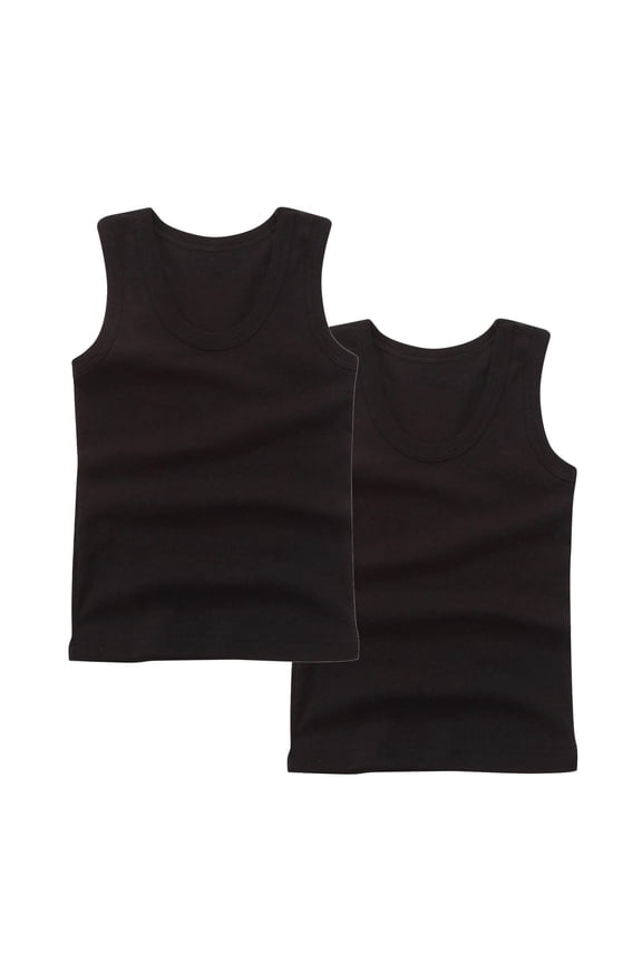 2-Pack Tank Tops for Boys & Girls, Solid Color Crewneck Sleeveless Tee, Casual Loose Fit Pullover Graphic Tees for Kids 5-6 Years