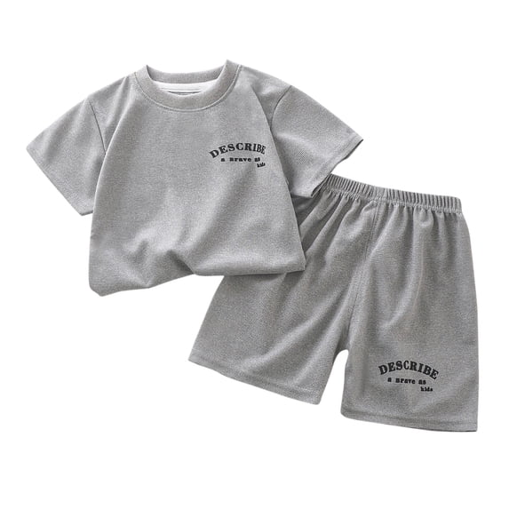 Lovzfmll 2-Piece Basic Short Sleeve Set, Top & Shorts for Boys & Girls, Summer Casual Outfits for Toddler 4-5 Years