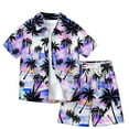 thumbnail image 1 of Lovzfmll 2-Piece Boy's Hawaiian Button Down Set, Short Sleeve Print Top & Drawstring Shorts, Vacation Outfits for Teen 13-14 Years, 1 of 6