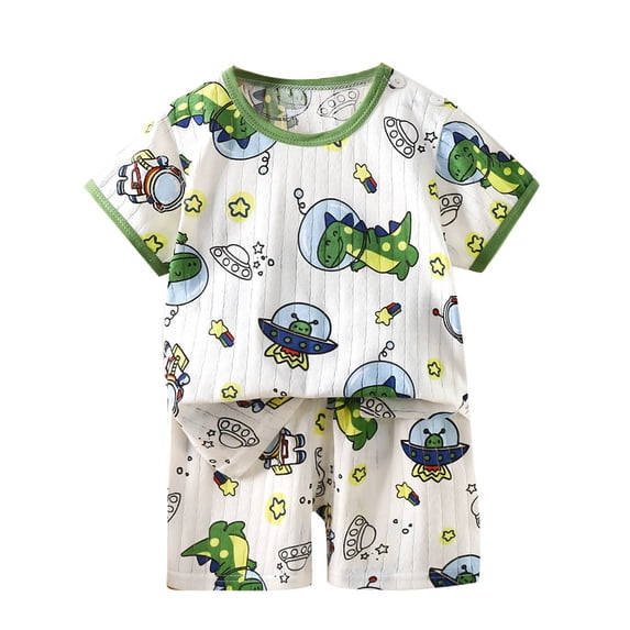 Lovzfmll 2-Piece Duck Print Sleepwear Set, Short Sleeve Cutout Top & Shorts for Boys & Girls, Summer Sleepwear Outfits for Toddler 2-3 Years