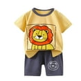 thumbnail image 1 of Lovzfmll 2-Piece Excavator Print Short Set, Short Sleeve Round Neck Top & Shorts for Boys & Girls, Casual Outfits for Toddler 18-24 Months, 1 of 5