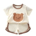 thumbnail image 1 of Lovzfmll 2-Piece Girl's Cotton Active Set, Short Sleeve Top & Shorts, Lounge Wear Outfits for Toddler 1-2 Years, 1 of 5