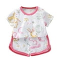 thumbnail image 1 of Lovzfmll 2-Piece Girl's Cotton Active Set, Short Sleeve Top & Shorts, Lounge Wear Outfits for Toddler 1-2 Years, 1 of 5