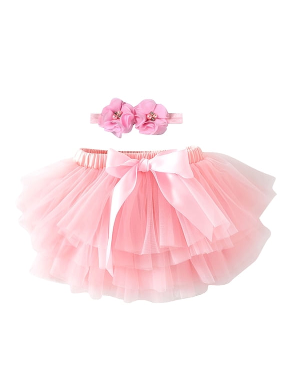 2-Piece Girl's Dance Tutu Skirt Set, Sleeveless Top & Layered Tulle Skirt, Dancewear Outfits for Toddler 6-12 Months